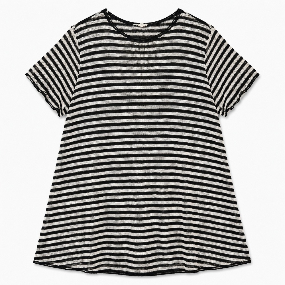 Eileen Fisher Linen Stripe Knit Dress Nautical M lagenlook coastal seaside